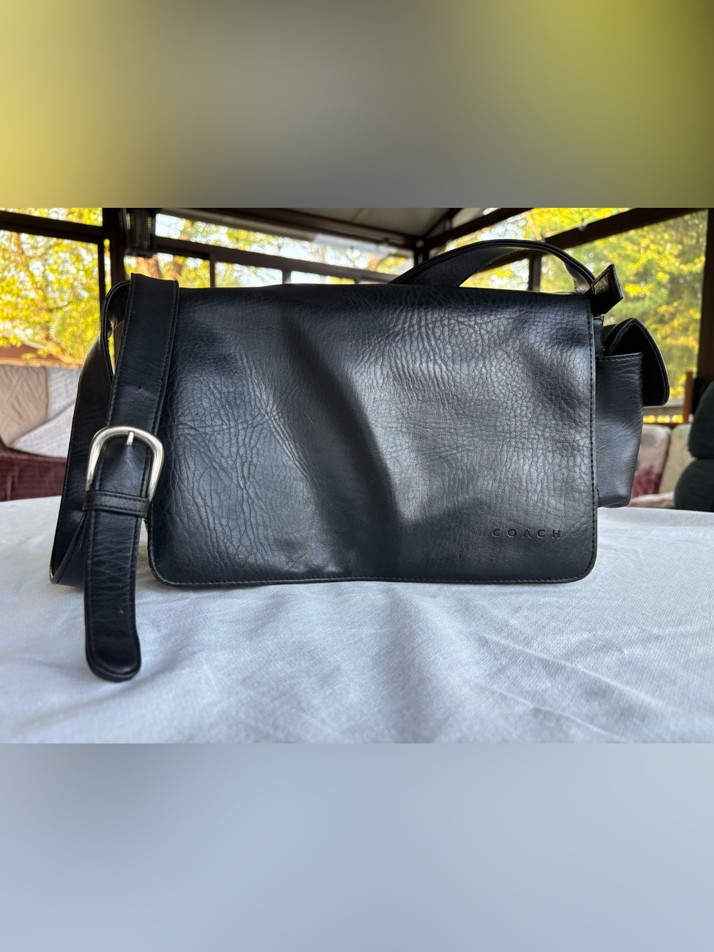 Coach Black Leather Messenger Bag
